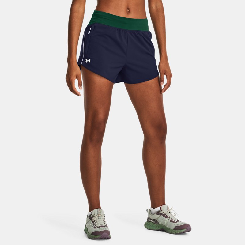 Women's Under Armour Anywhere Shorts Midnight Navy / Greenwood / Reflective L